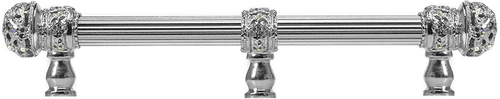 Juliane Grace 6'' cc with 5/8'' reeded center long pull small finial w/ 61 Swarovski Clear & Aurore Boreale Crystals with center brace 5705R-24CAB