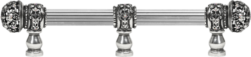 Juliane Grace 6'' cc with 5/8'' reeded center long pull small finial w/ 61 Swarovski Clear & Aurore Boreale Crystals with center brace 5705R-9CAB