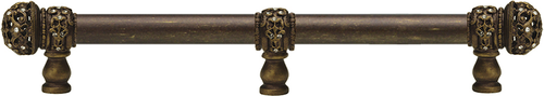 Juliane Grace 12'' cc with 5/8'' smooth center long pull & center brace small finial with clear Swarovski crystals in Antique Brass. 5707-3C