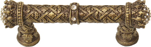 Crowning Glory Queen Elizabeth Carpe Diem 6328-3C Antique Brass Queen Elizabeth 3'' cc pull w/ Swarovski Crystals 6328-3C