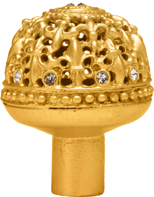 Versailles 7612-8C Gilded Mercury large round knob Fleur De Lys open basket w/ Swarovski Crystals 7612-8C