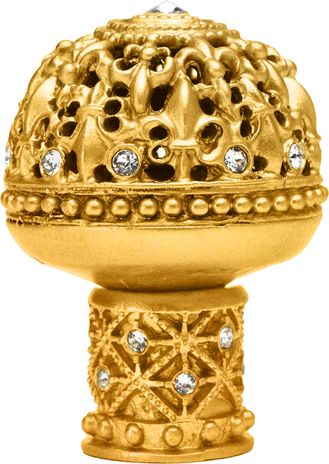 Versailles 7615-8C Gilded Mercury large round knob Fleur De Lys open basket decorative column foot w/ Swarovski Crystals 7615-8C
