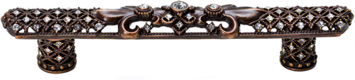 Versailles 7638-22C Oil Rub Bronze 5'' cc large pull Fleur De Lys w/ Swarovski Crystals and decorative column feet 7638-22C