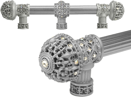Versailles 7660-23AB Chrysalis Fleur De Lys 6'' cc long pull large finial w/ Swarovski Crystals w/ 5/8'' smooth center w/ center brace 7660-23AB