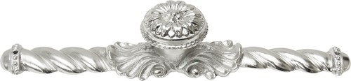 Acanthus large knob with flared foot Rosette style with large backplate in Platinum. 830846-24