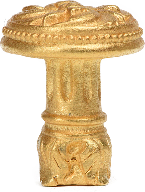 Acanthus & beaded medium knob with column base Rosette style in Gilded Mercury. 852-8