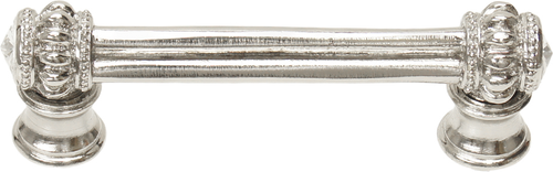 Caché double 3'' cc pull with flared foot with 2 rivoli Swarovski Clear Crystals in Platinum. 861B-24C