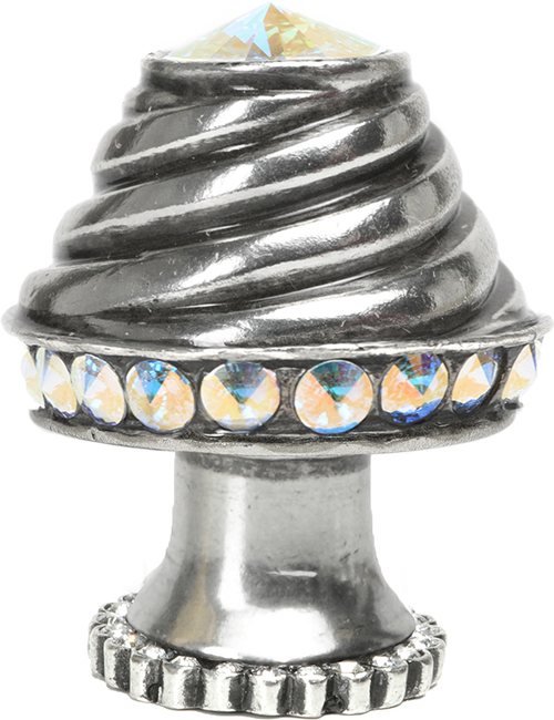 Caché medium round knob with halo platform with 42 Swarovski Aurore Boreale Crystals 864H-9AB