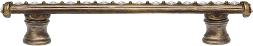 Caché 4'' cc pull with flared feet with center of Swarovski Clear Crystals in Antique Brass. 871B-3C