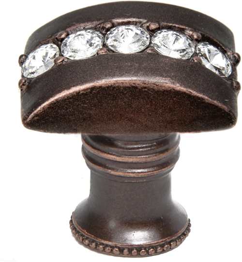 Caché rectangle knob with flared foot with center of 5 rivoli Swarovski Clear Crystals 872B-22C