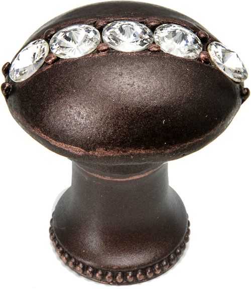 Caché round knob with flared foot with center of 5 rivoli Swarovski Clear Crystals 874B-22C