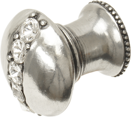 Caché round knob with flared foot with center of 5 rivoli Swarovski Clear Crystals in Chalice. 874B-9C