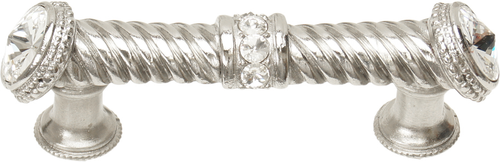 Caché 3'' cc large pull with end & center 7 rivoli Swarovski Clear Crystals in Platinum. 878-24C