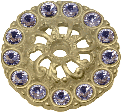 Caché medium escutcheon with 13 rivoli Swarovski Clear Crystals in Soft Gold. 882-27C