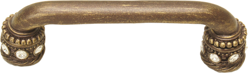 Caché 4'' cc pull with Swarovski Clear Crystals & sleeves in Antique Brass 897-3C
