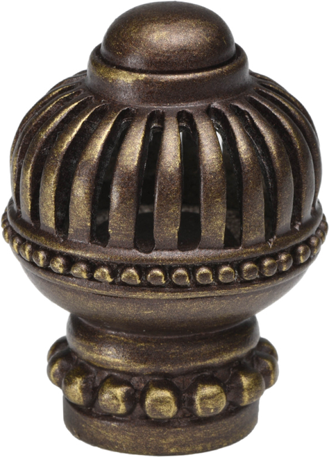 Cricket Cage large round knob with beaded base in Antique Brass. 968-3