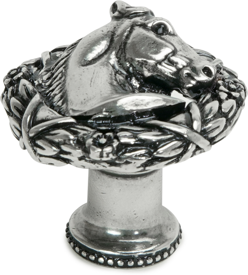 Americana horse in classic laurel leaf wreath knob right in finish Chalice 8001-9