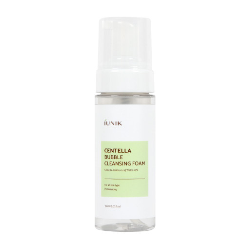 iUNIK Centella Bubble Cleansing Foam: Gently cleanses skin with 69% Centella asiatica extract. pH balanced.