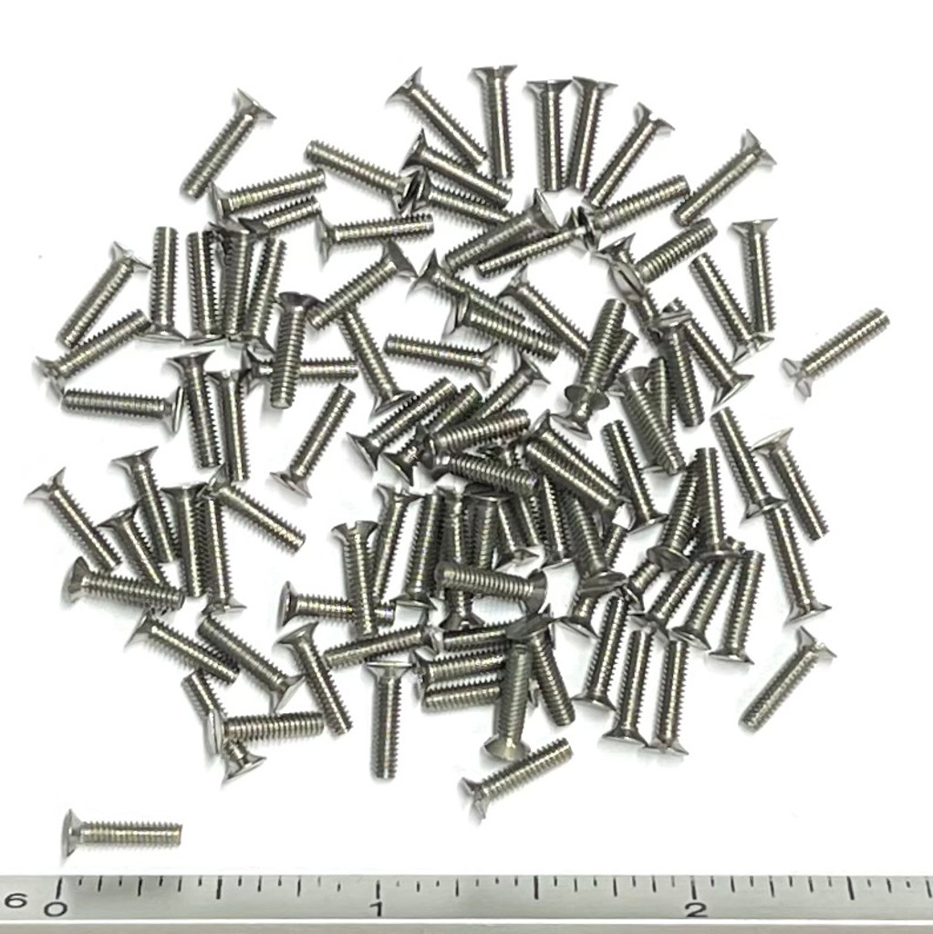 (PKG of 100) 2-56 x 3/8" Machine Screw, Slotted Flat 100 Head, 18-8 Stainless