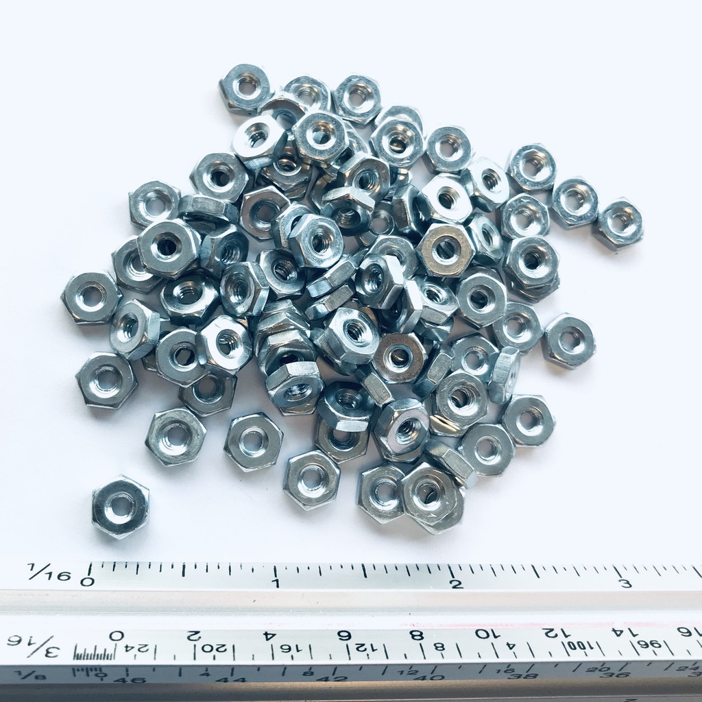 (PKG of 100) 5-40 Hex Nut, Zinc-Plated Steel, 5/16" Flats x 7/64" Thick