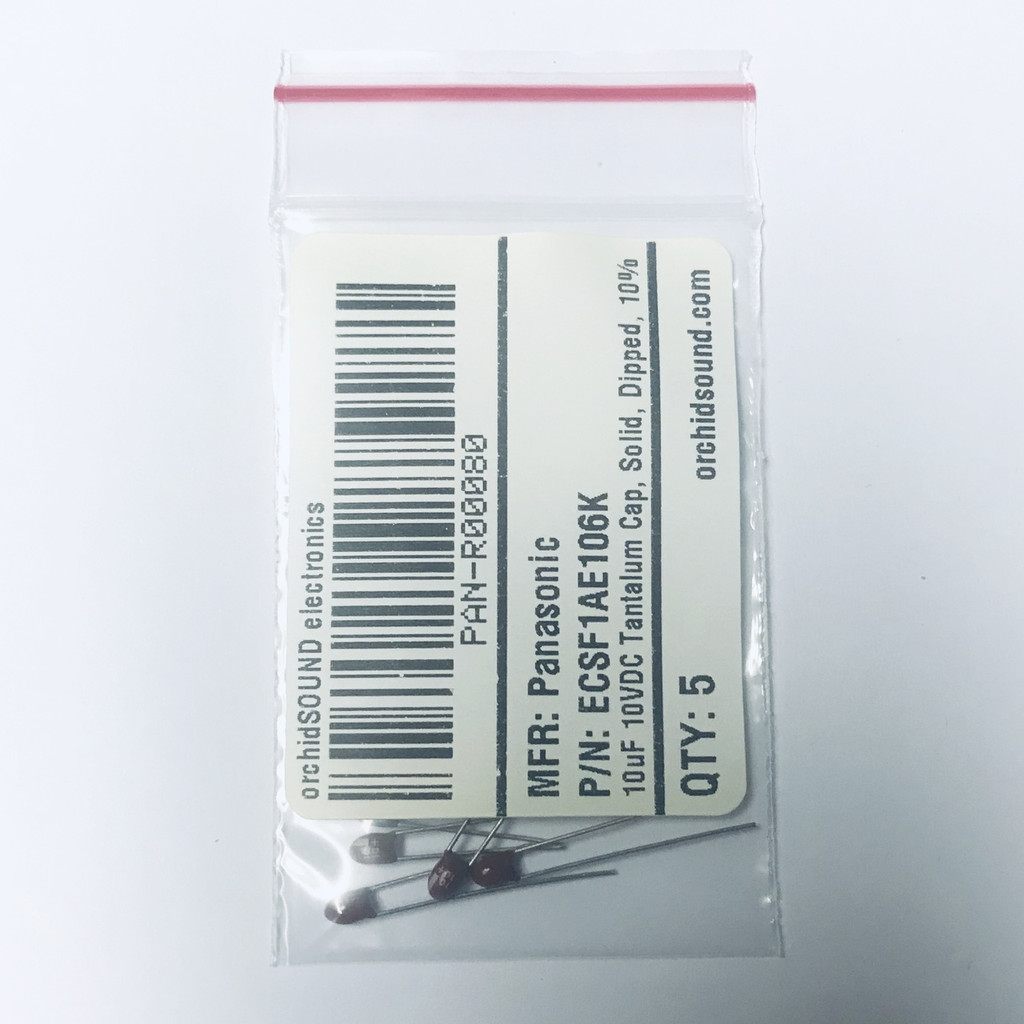(PKG of 5) 10uF 10V Tantalum Capacitors, Solid, Resin Dipped, 10%, Panasonic EF