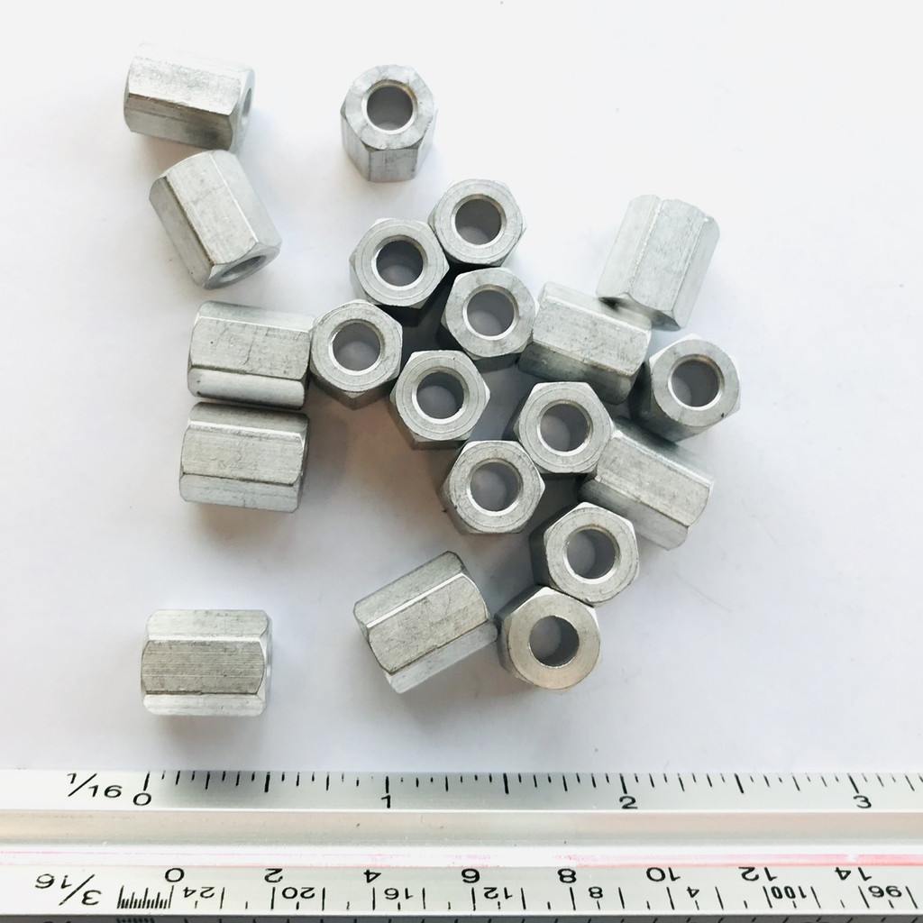 (PKG of 20) Spacer, 3/8” Hex, 1/2” L, 0.192” ID, Aluminum