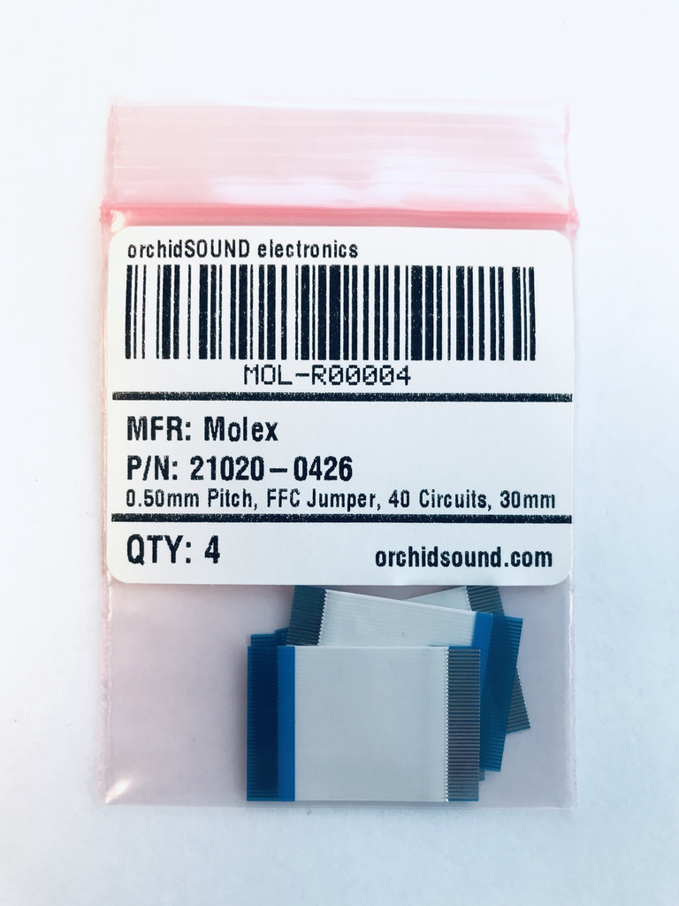 (PKG of 4) 0.50mm Pitch, 40 conductor, 30mm Long Molex 21020-0426 Premo-Flex™ FFC Jumper