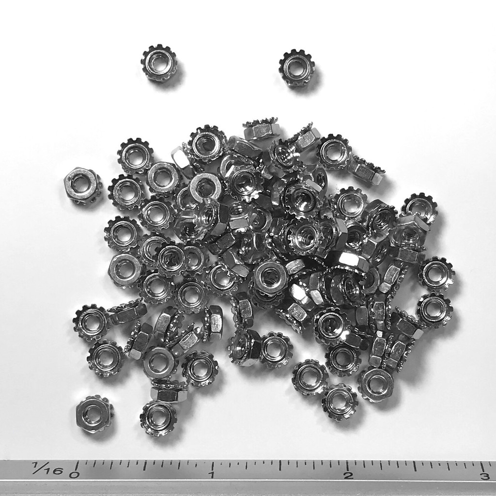 (PKG of 100) 5-40 Keps Nut, K-Lock, Zinc-Plated Steel, 1/4" Flats
