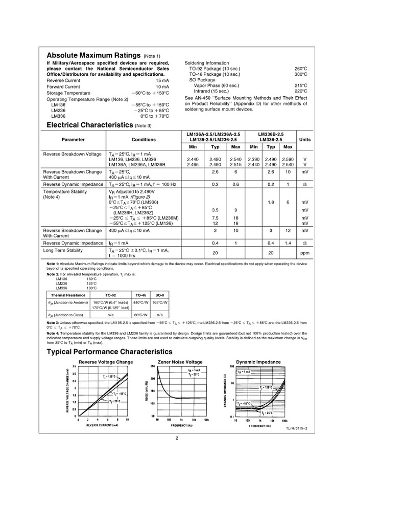 (PKG of 10) LM336Z-2.5 Voltage Reference, 2.5V, TO-92, National Semiconductor