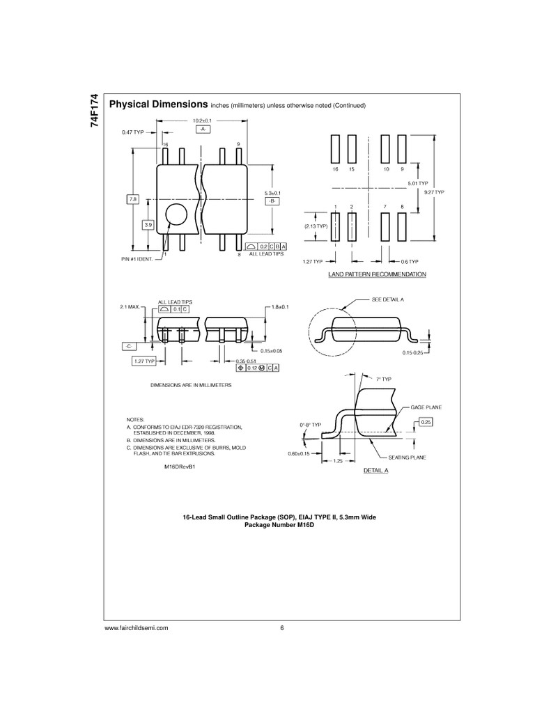 (PKG of 10) 74F174PC Hex D-Type Flip-Flop w/ Master Reset, PDIP-16, Fairchild