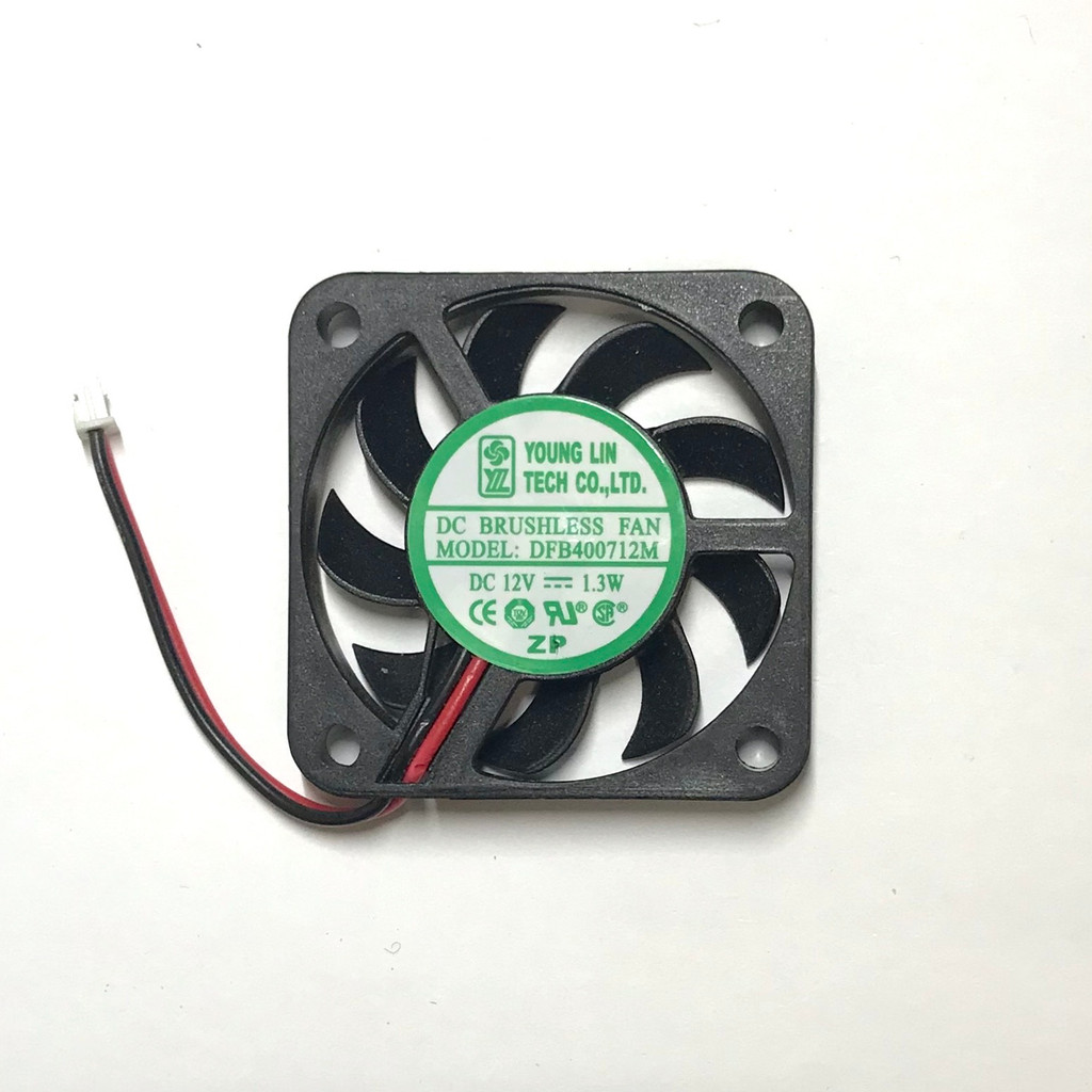 40mm 12VDC Fan, 1.3W, 5.4CFM, 6500RPM, 2-Pin, 40x40x7.5mm, Young Lin DFB400712M