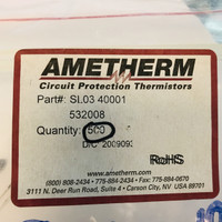 (PKG of 10) Thermistor, NTC, ICL, 40 ohm, Ametherm SL03 40001