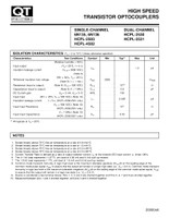 (PKG of 5) HCPL-2530 High Speed Transistor Optocouplers, 1 Mb/s, PDIP-8, QTC