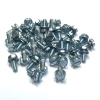 (PKG of 50) 6-32 x 3/8" SEMS Screw, Square Cone, Slotted Hex Head, Steel, Zinc