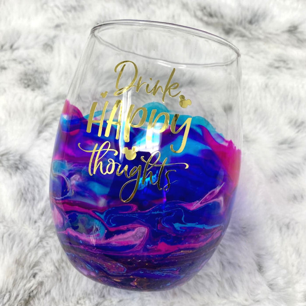 20 oz. Glass Wine Tumbler - Drink Happy Thoughts