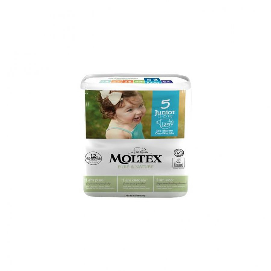 Moltex Pure & Nature Pannolini T6 (17-28 Kg) | 35 Pezzi | Ecologici Con Cotone Biologico