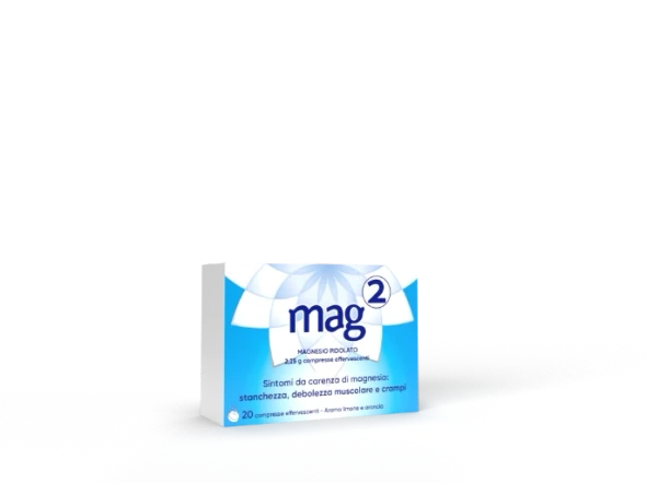 Mag - 2  Integratore Alimentare Magnesio Effervescente 2,25 Gr Benessere Fisico E Mentale Confezione 20 Compresse (Confezione Danneggiata)