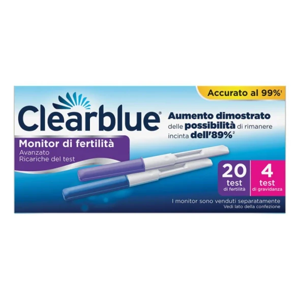 Clearblue - Ricariche Monitor Di Fertilità Avanzato Confezione 20 Test Di Fertilità + 4 Test Di Gravidanza
