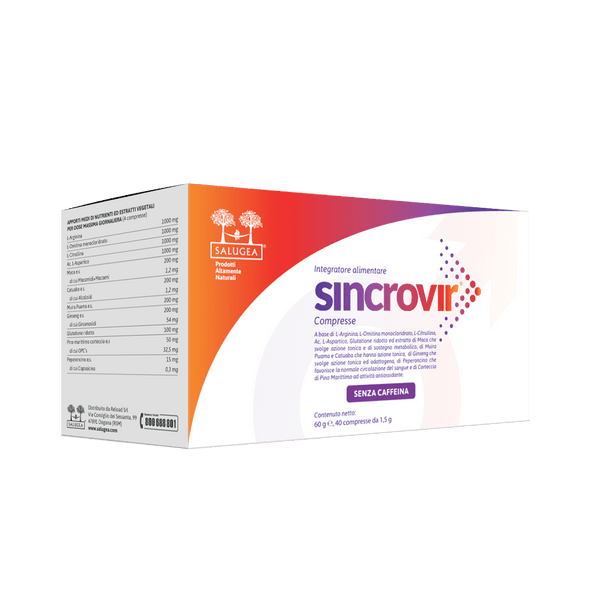 Salugea - Sincrovir Maca, Ginseng e Muira Puama per il Vigore Maschile Confezione 40 Compresse