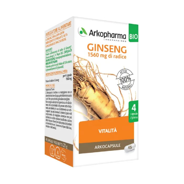 Arkopharma Ginseng Bio Integratore Energia Confezione 45 Capsule