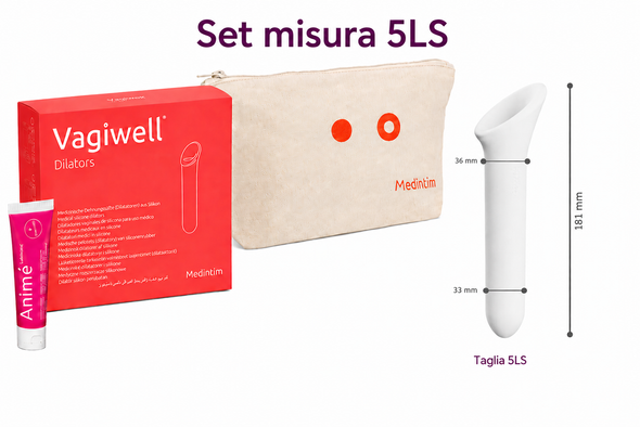 Vagiwell - Dilatatore Vaginale Misura 5LS Confezione 1 Pezzo + Beauty Case In Cotone e Gel Lubrificante Animé  50 Ml