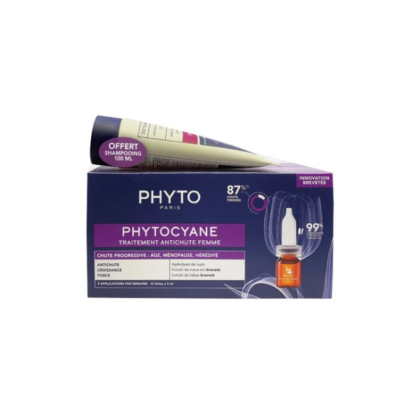 Phyto - Phytocyane Kit Donna Caduta Progressiva Confezione 12 fiale 5 Ml + Shampoo 100 Ml