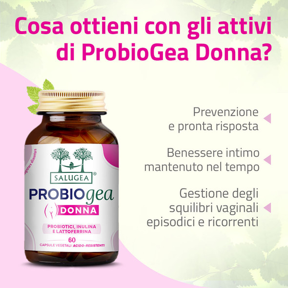 Salugea - ProbioGea Donna Integratore Probiotico per il Benessere Intimo della Donna Confezione 60 Capsule