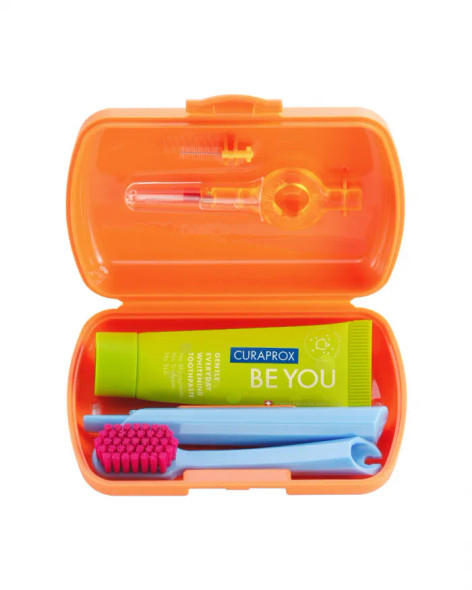 Curaprox - Travel Set Arancione Kit Igiene Orale Fuori Casa