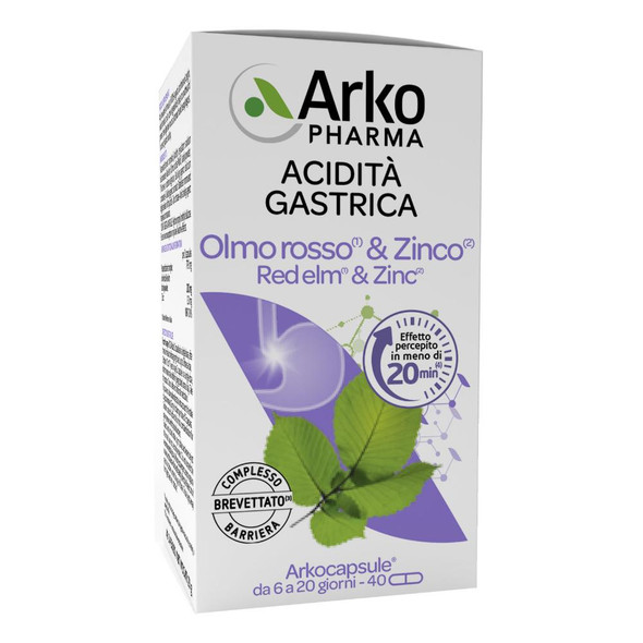 ArkoPharma Olmo Rosso E Zinco Integratore Acidità E Digestione Confezione 40 Capsule ArkoPharma Olmo Rosso E Zinco Integratore Acidità E Digestione Confezione 40 Capsule