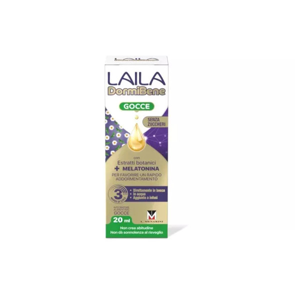 Laila DormiBene Gocce Integratore con Melatonina e Estratti Vegetali  Confezione 20 Ml Laila DormiBene Gocce Integratore con Melatonina e Estratti Vegetali  Confezione 20 Ml