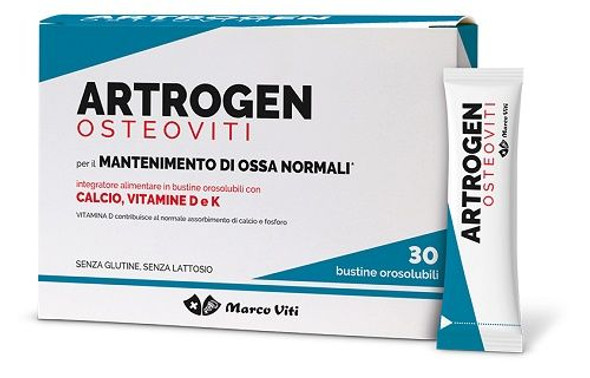 Marco Viti - Artrogen Osteoviti Calcio, Vitamina D e Vitamina K Confezione 30 Bustine Orosolubili (Scadenza Prodotto 11/2025)
