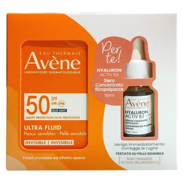 Avène Solare Ultra Fluid Invisibile SPF50 Viso + Siero Hyaluron Activ B3 Omaggio Confezione 50 Ml + 10 Ml Avène Solare Ultra Fluid Invisibile SPF50 Viso + Siero Hyaluron Activ B3 Omaggio Confezione 50 Ml + 10 Ml