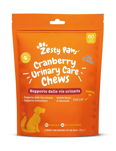 Zesty Pasws - Cranberry Urinary Care Supporto Vie Urinarie Cani Adulti  Confezione 60 Masticabili Zesty Pasws - Cranberry Urinary Care Supporto Vie Urinarie Cani Adulti  Confezione 60 Masticabili