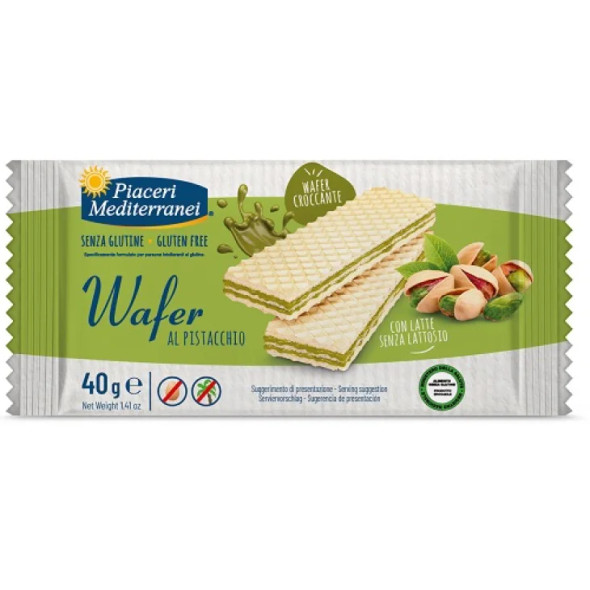 Piaceri mediterranei - Wafer Pistacchio Senza Glutine Confezione 40 Gr
